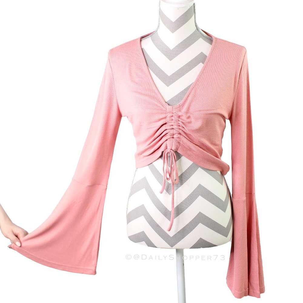 Jack by BB Dakota Women's Pink "Leia" Ruched Crop Top